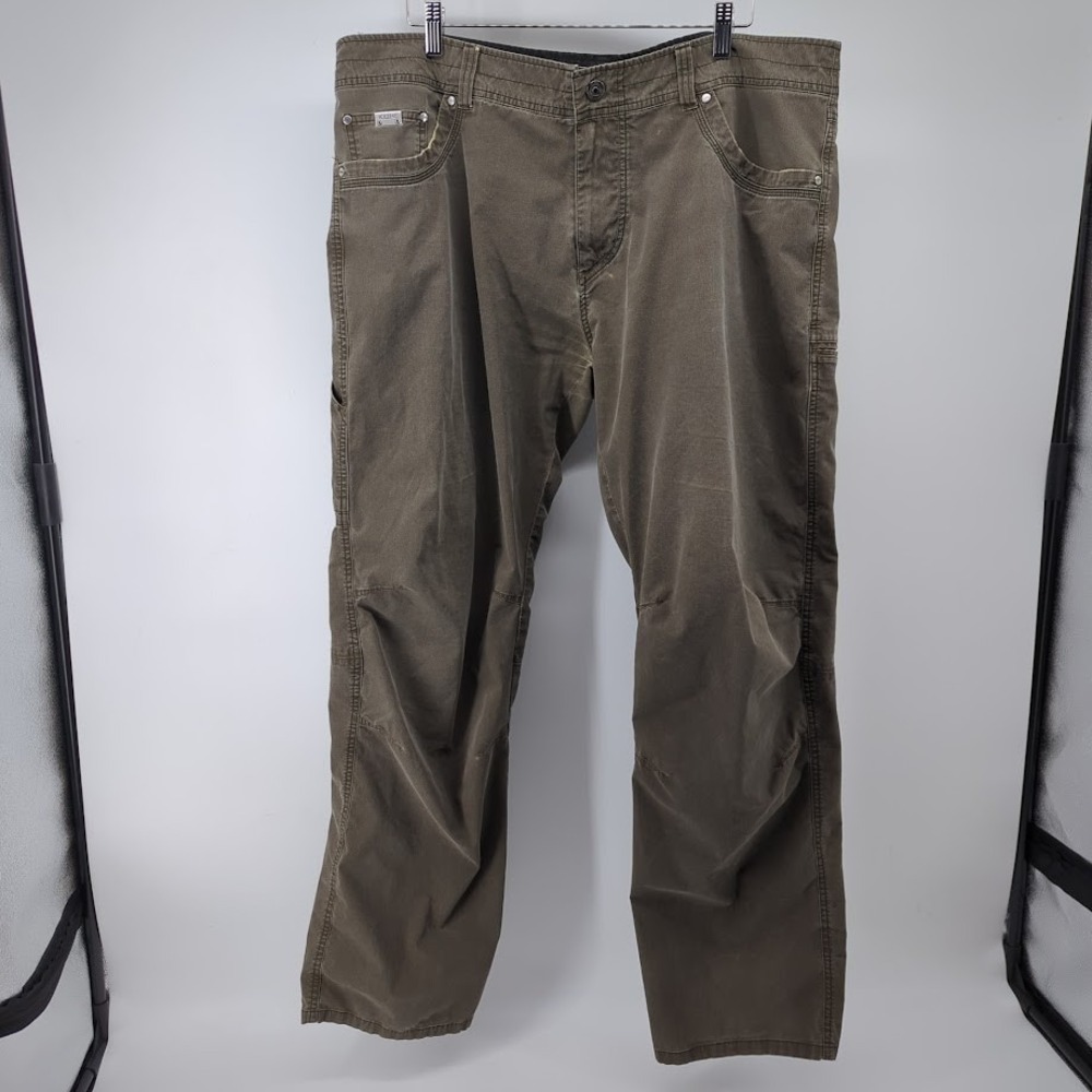 Kuhl Legendary Pants Mens 40x34 Brown Olive Vintage Patina Outdoor Hiking *READ*